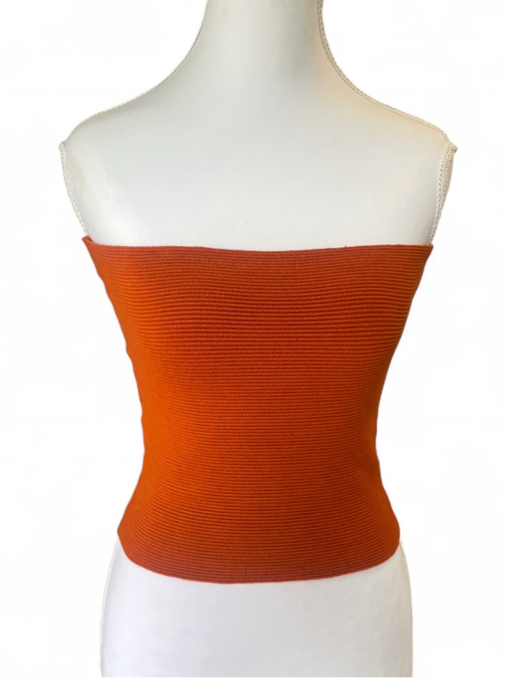 Active USA Ribbed Strapless Tube Top in Orange